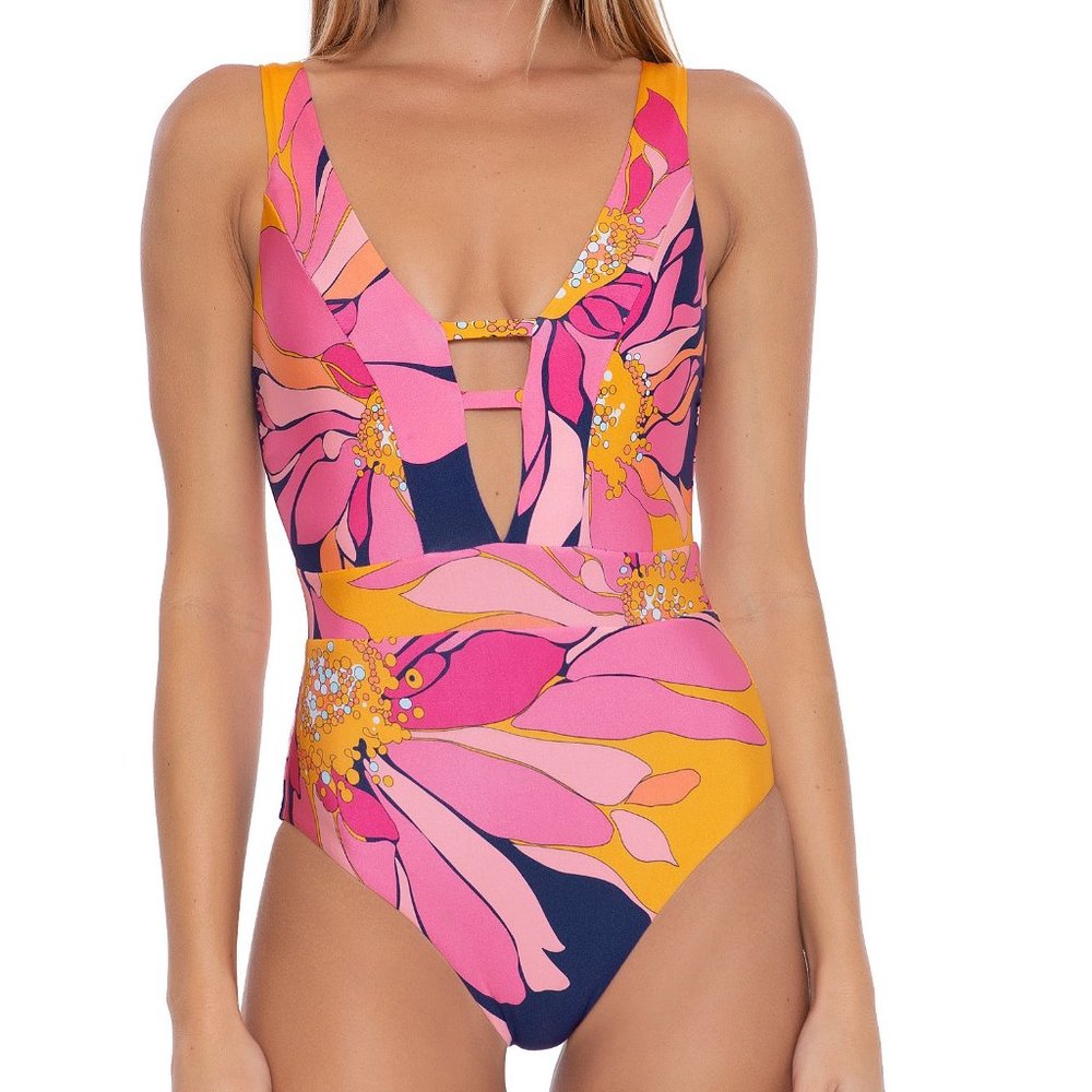NWT Trina Turk Women's Breeze Plunge One Piece Swimsuit 14